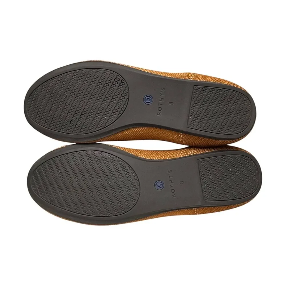 Classic Women's Tan Knit Ballet Flats with Blue Trim